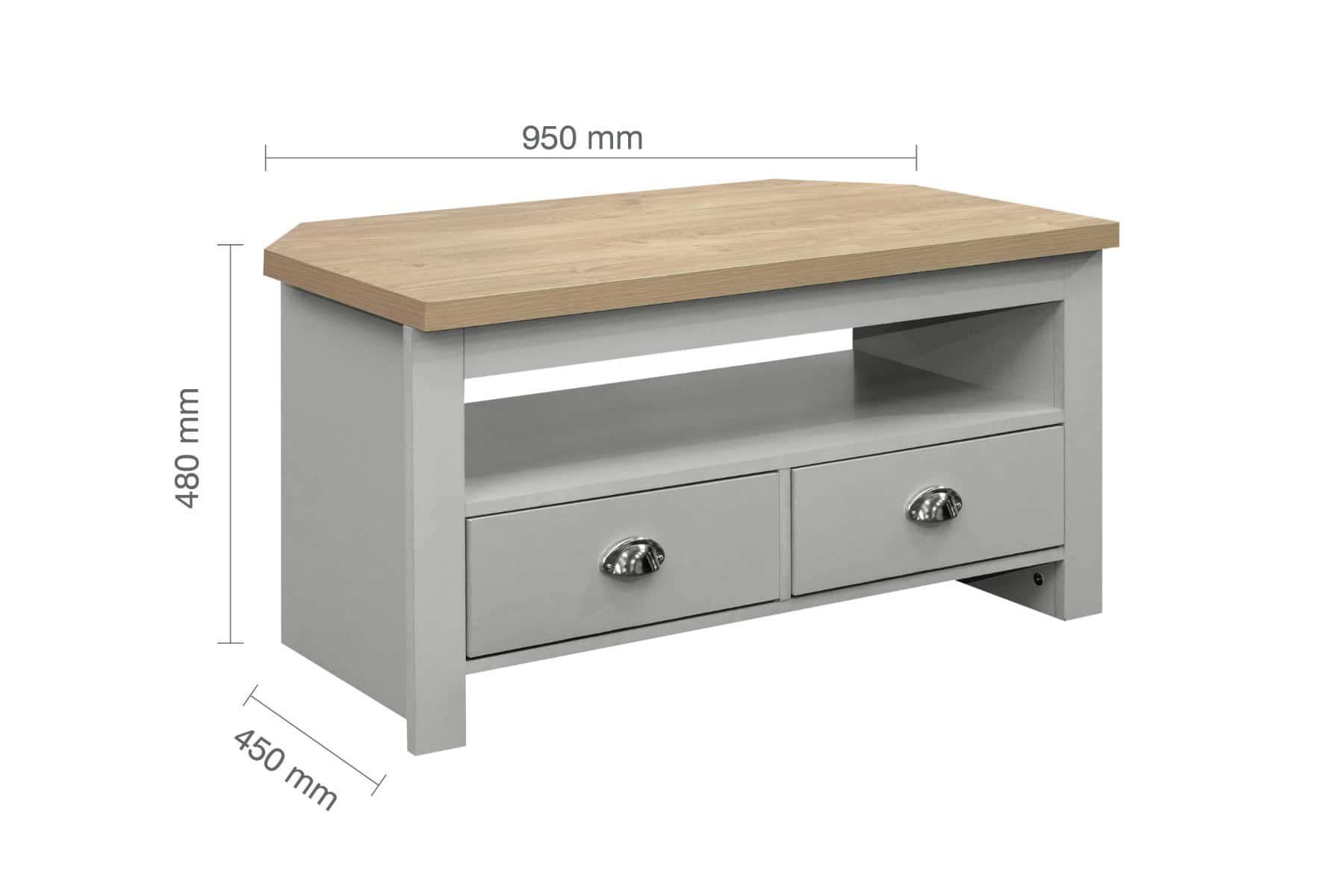 Highgate Corner TV Unit - Grey & Oak - Image 8