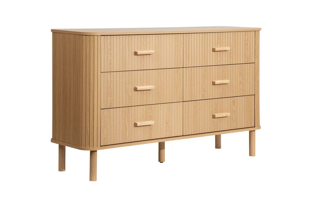 Axel 6 Drawer Fluted Chest - Oak | Buy Online | Beds.ie