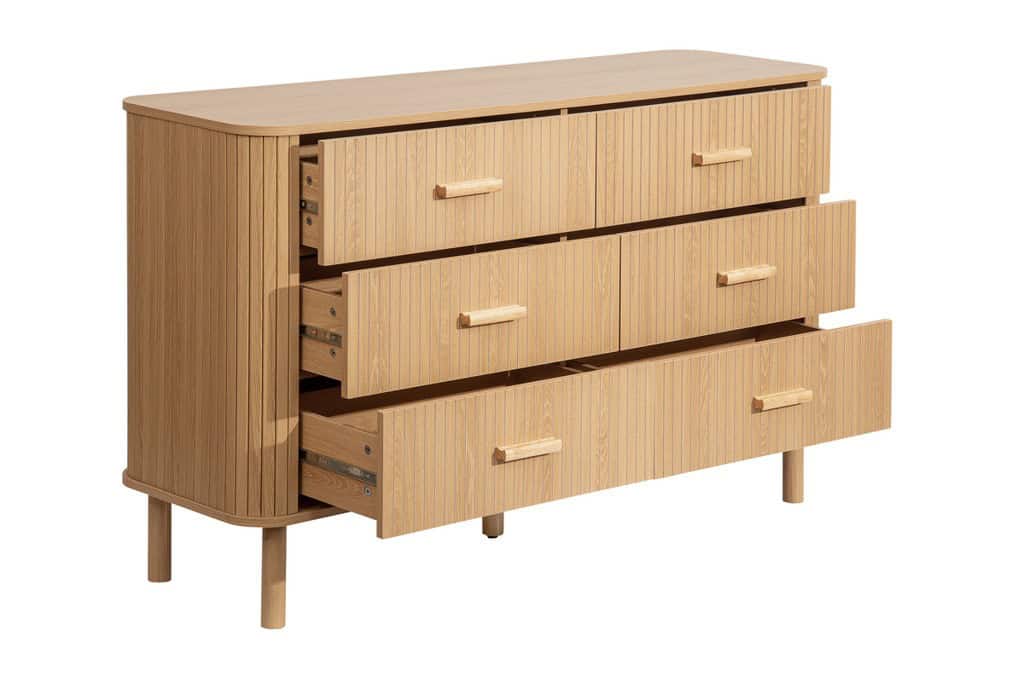 Axel 6 Drawer Fluted Chest - Oak - Image 2