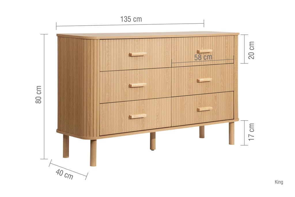 Axel 6 Drawer Fluted Chest - Oak - Image 11