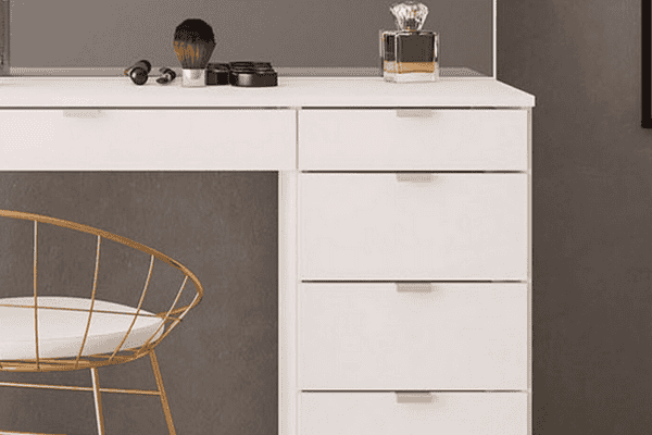 Ava 5 Drawer Dressing Table & Mirror - White - Image 2
