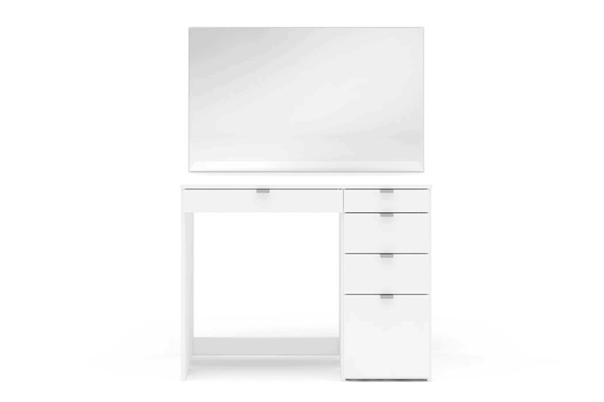 Ava 5 Drawer Dressing Table & Mirror - White - Image 3