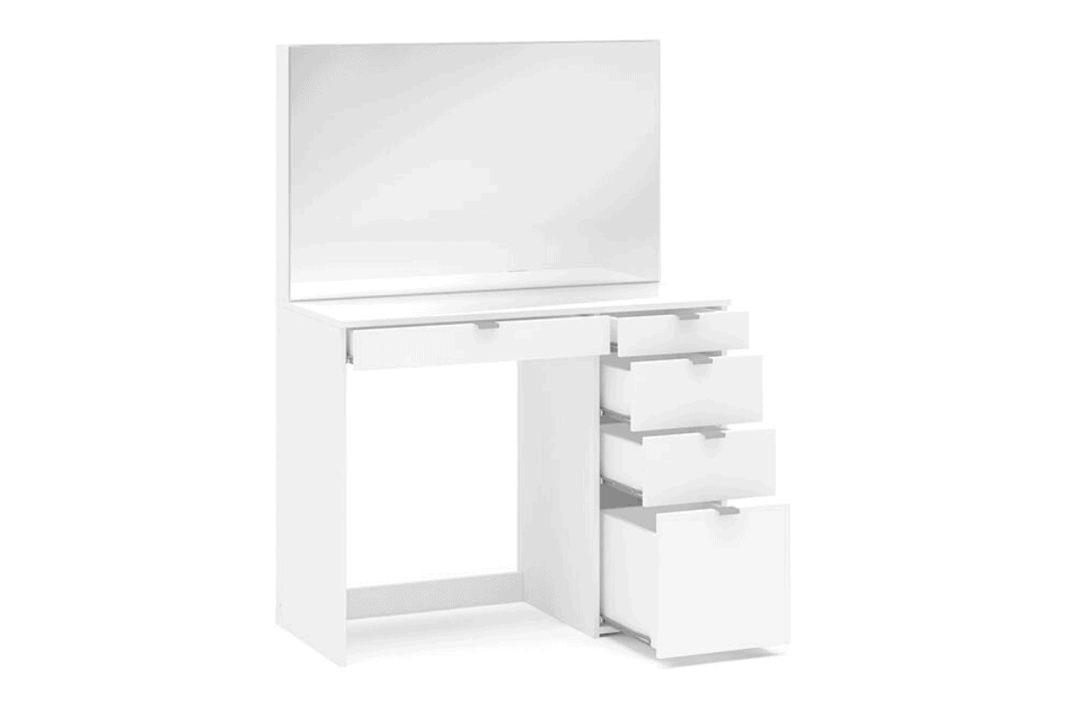 Ava 5 Drawer Dressing Table & Mirror - White - Image 4