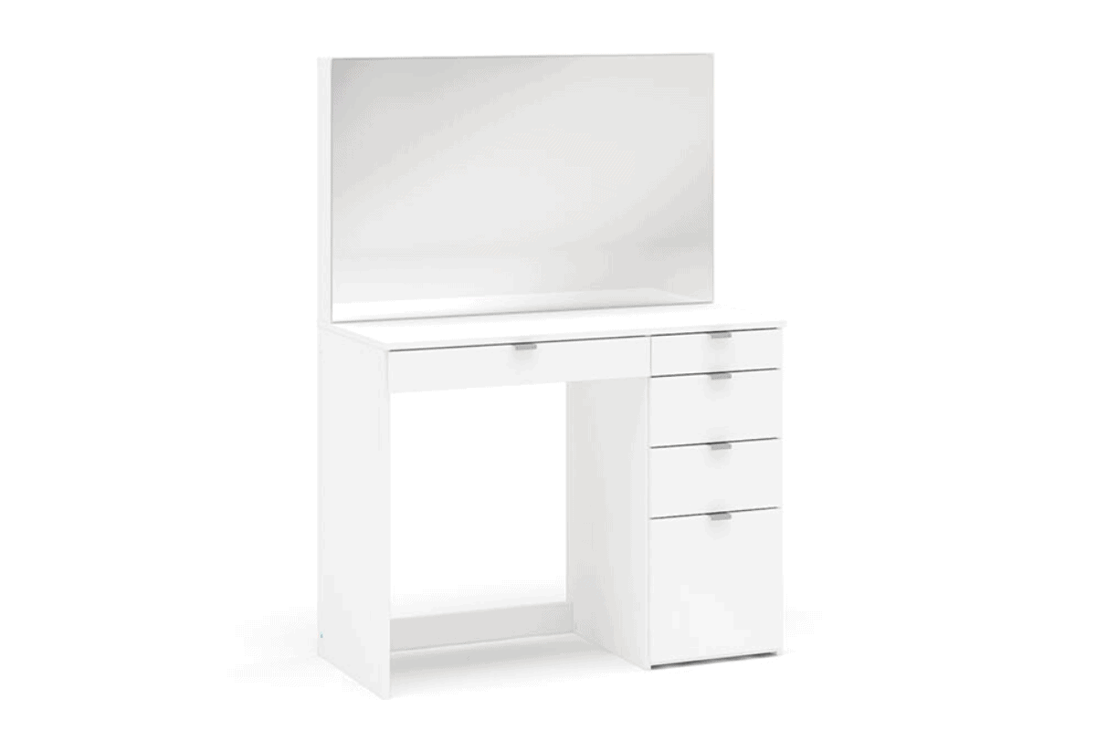 Ava 5 Drawer Dressing Table & Mirror - White - Image 6