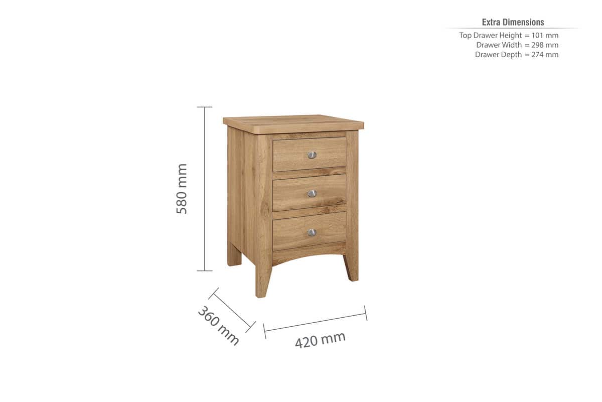 Hampstead 2 Drawer Bedside - Oak - Image 7