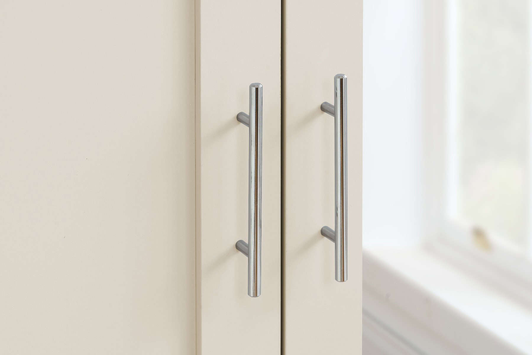 Highgate 3 Door Wardrobe with Mirrored Door - Cream & Oak - Image 5