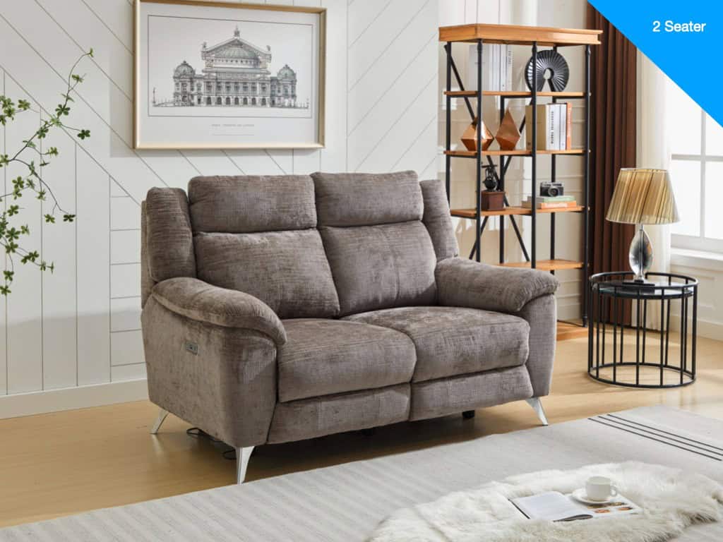 Monroe 2 Seater Electric Recliner - Stone | Buy Online | Beds.ie