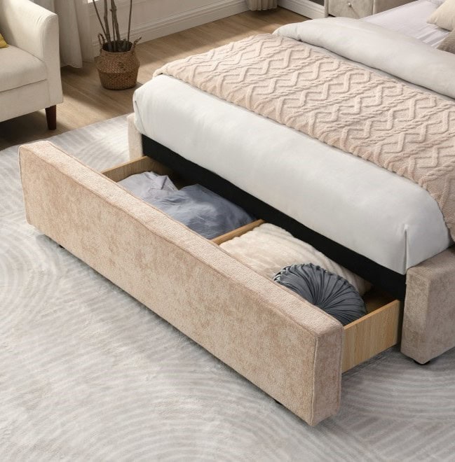 Wicklow 5ft Storage Bedframe - Bege - Image 2