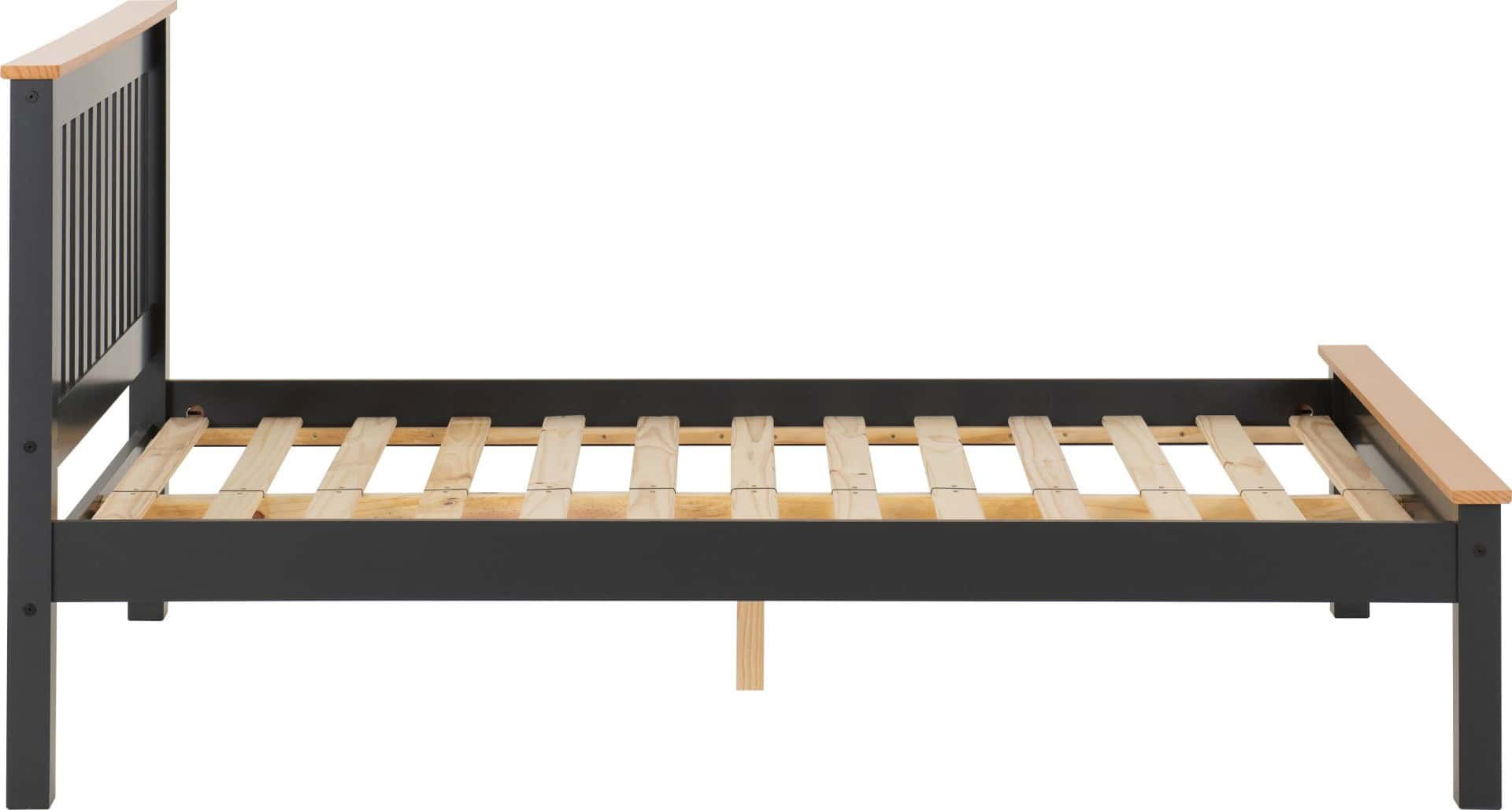 Monaco 4ft Low End Bedframe - Dark Grey & Oak - Image 2