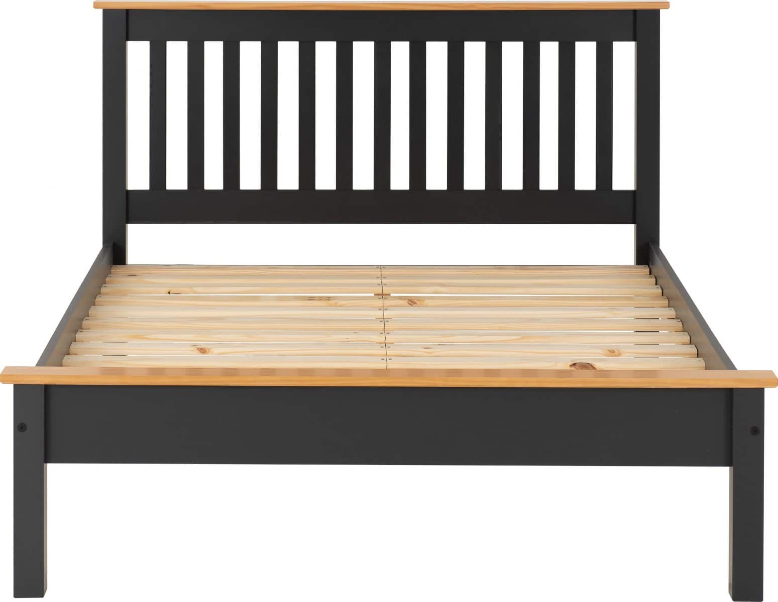 Monaco 4ft Low End Bedframe - Dark Grey & Oak - Image 3