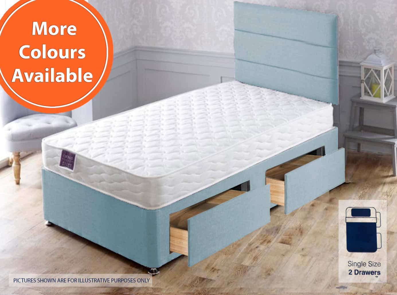 Apollo 2ft6 Cronus 2 Drawer Bed | Buy Online | Beds.ie