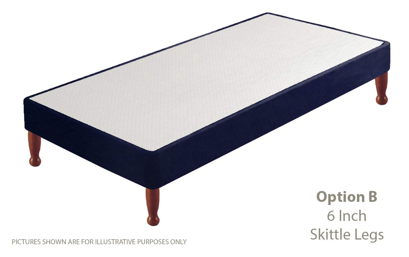 Apollo 3ft Velvet Navy Blue Shallow Divan Base on Legs - Image 2