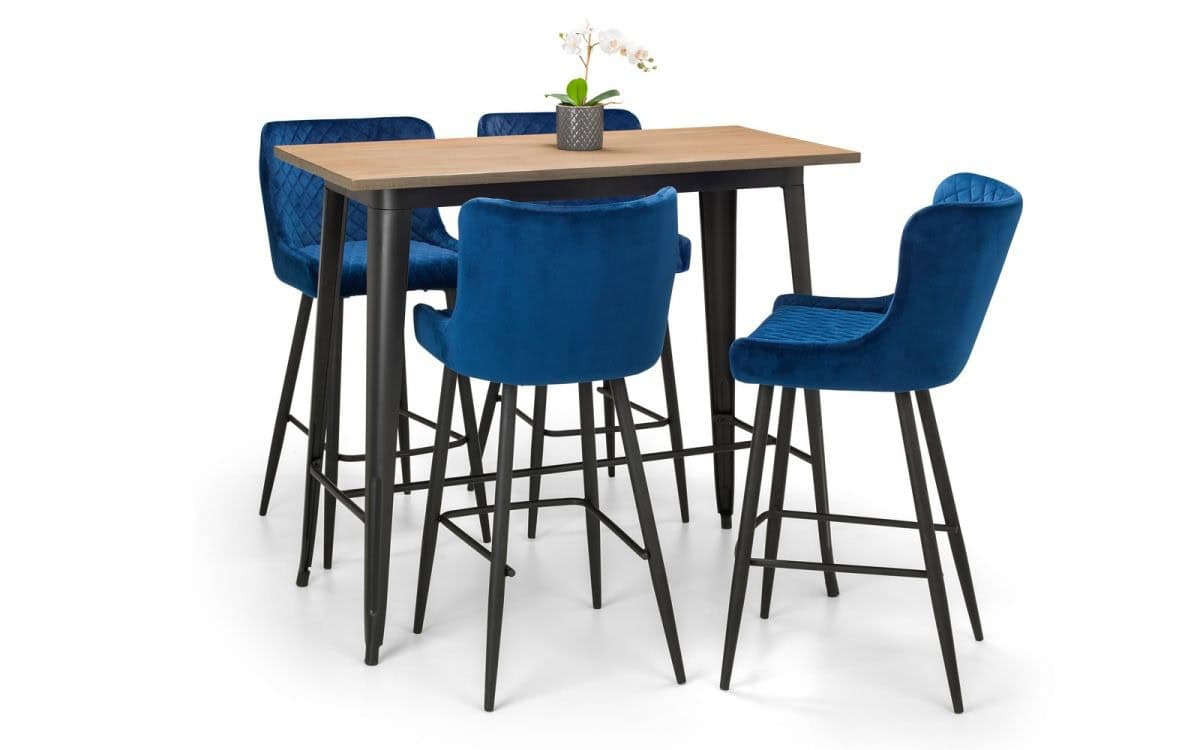 Watson Bar Stool - Blue Velvet - Image 5