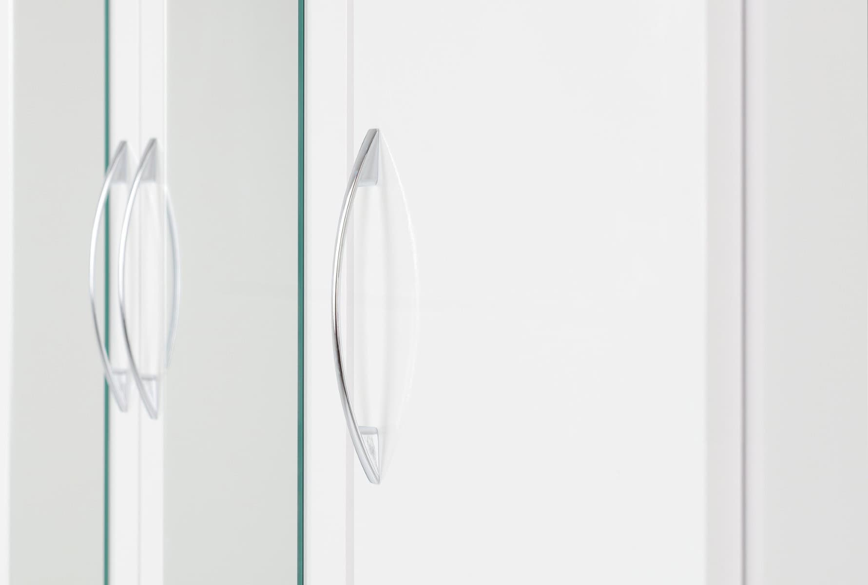 Nevada 3 Door 2 Drawer Mirrored Wardrobe - White Gloss - Image 3