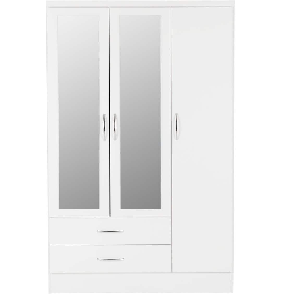 Nevada 3 Door 2 Drawer Mirrored Wardrobe - White Gloss - Image 4