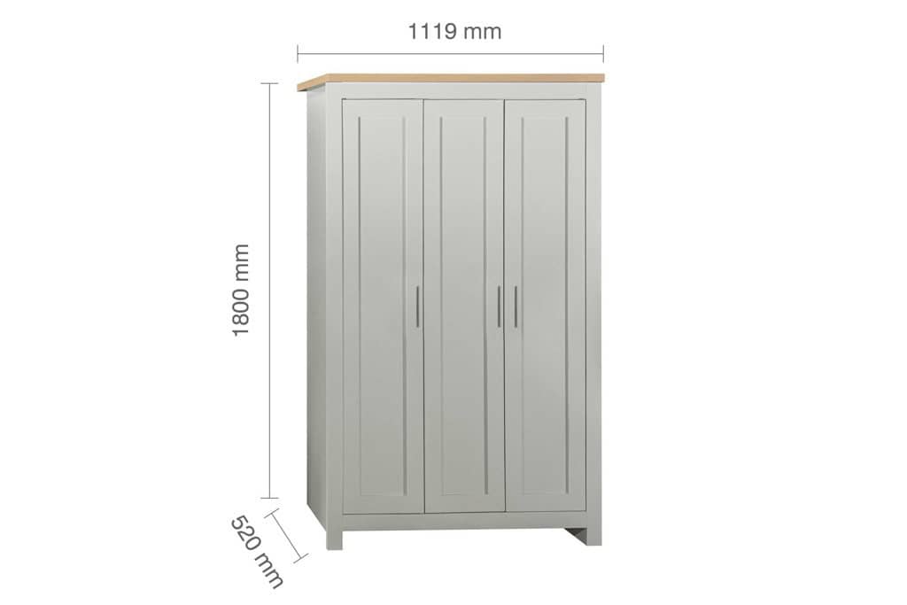 Highgate 3 Door Wardrobe - Grey & Oak - Image 7