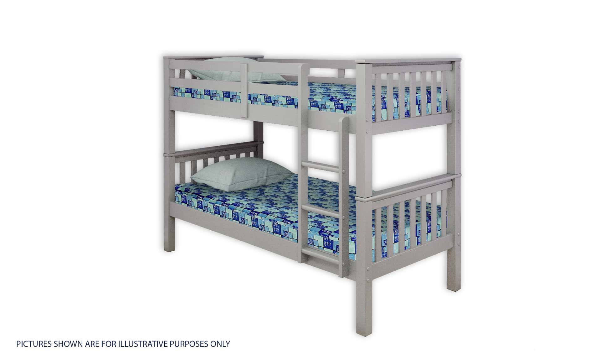 Athens Twin Bunk Bed in Grey with Mattresses & Duvets - Image 2