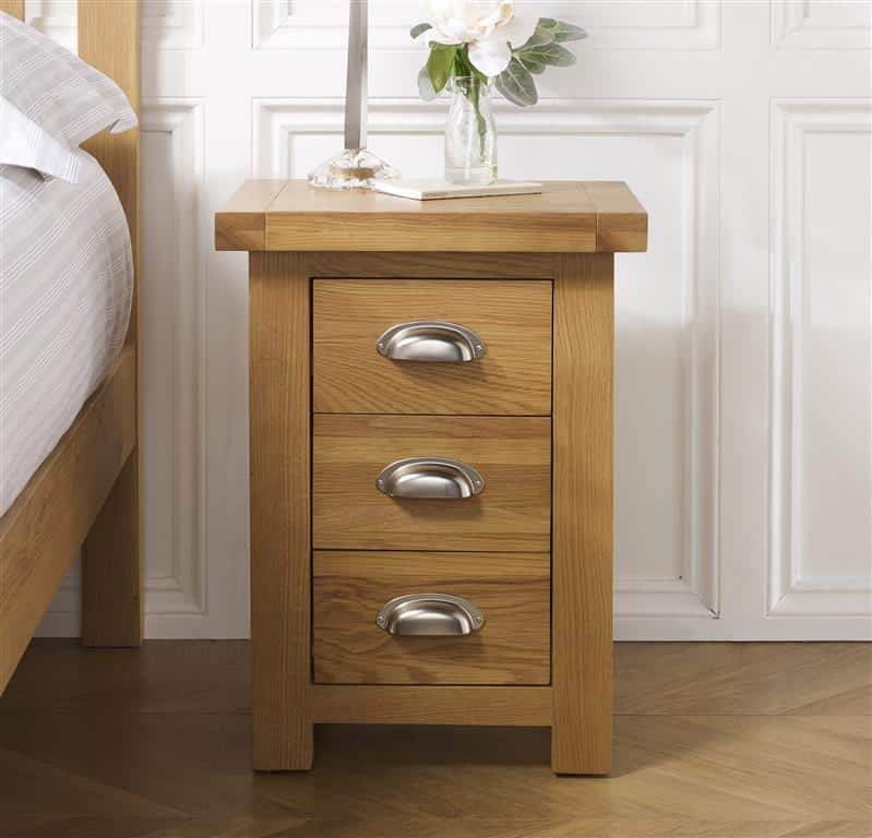 Woburn Small 3 Drawer Bedside - Oak | Buy Online | Beds.ie
