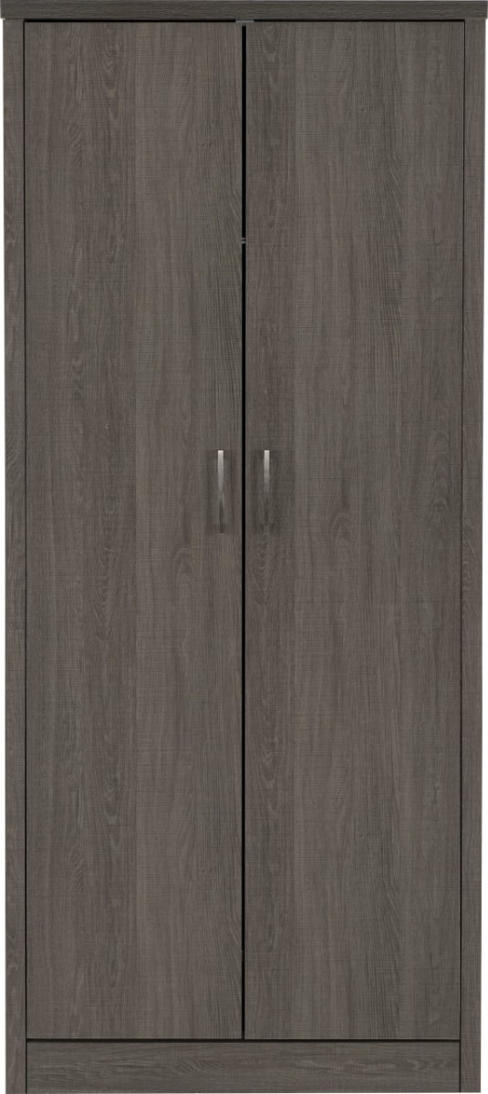 Lisbon 2 Door Wardrobe - Black Wood Grain - Image 2