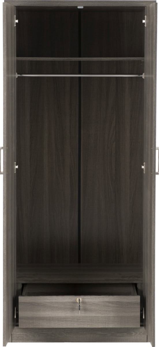 Lisbon 2 Door Wardrobe - Black Wood Grain - Image 4