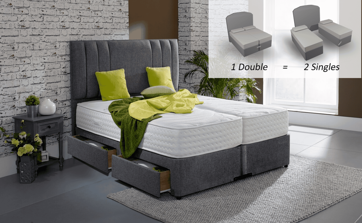 Healthbeds 6ft Envirotech 1000 4 Drawer Zip & Link Bed | Buy Online | Beds.ie