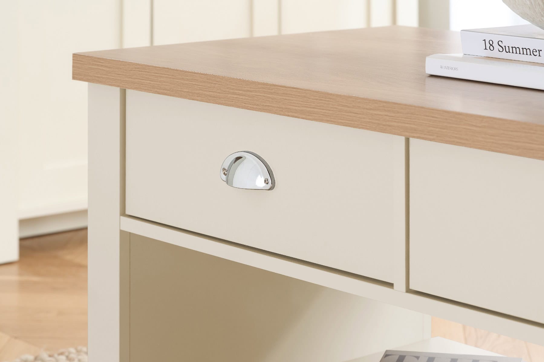Highgate 2 Drawer Coffee Table - Cream & Oak - Image 3