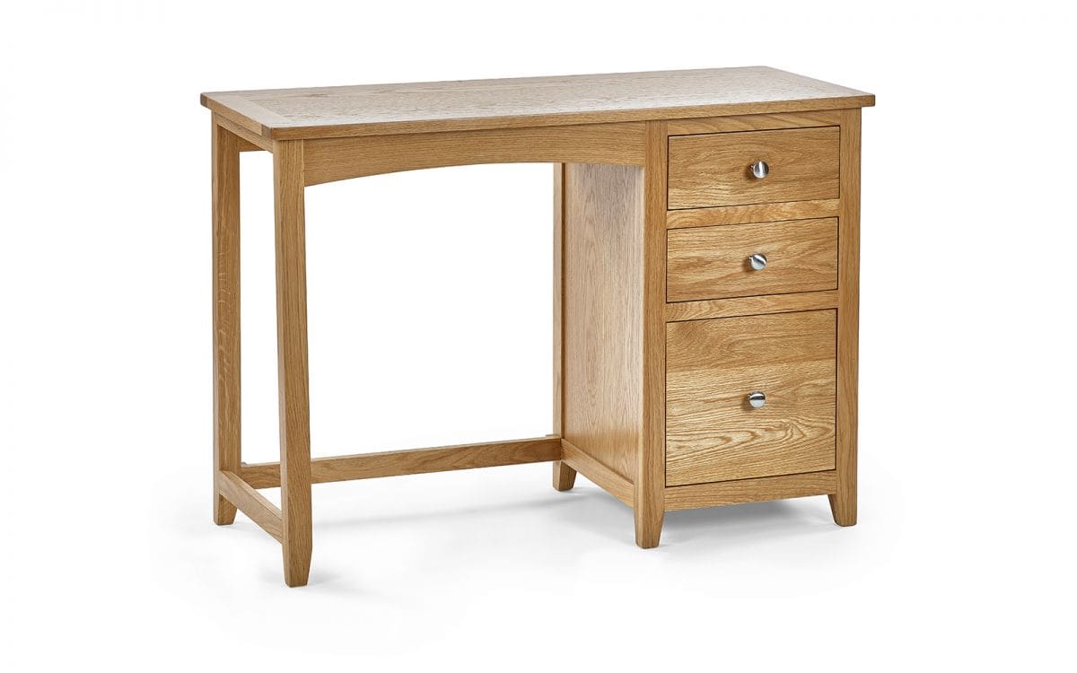 Malcolm Single Pedestal Dressing Table & Stool Set - Oak - Image 3