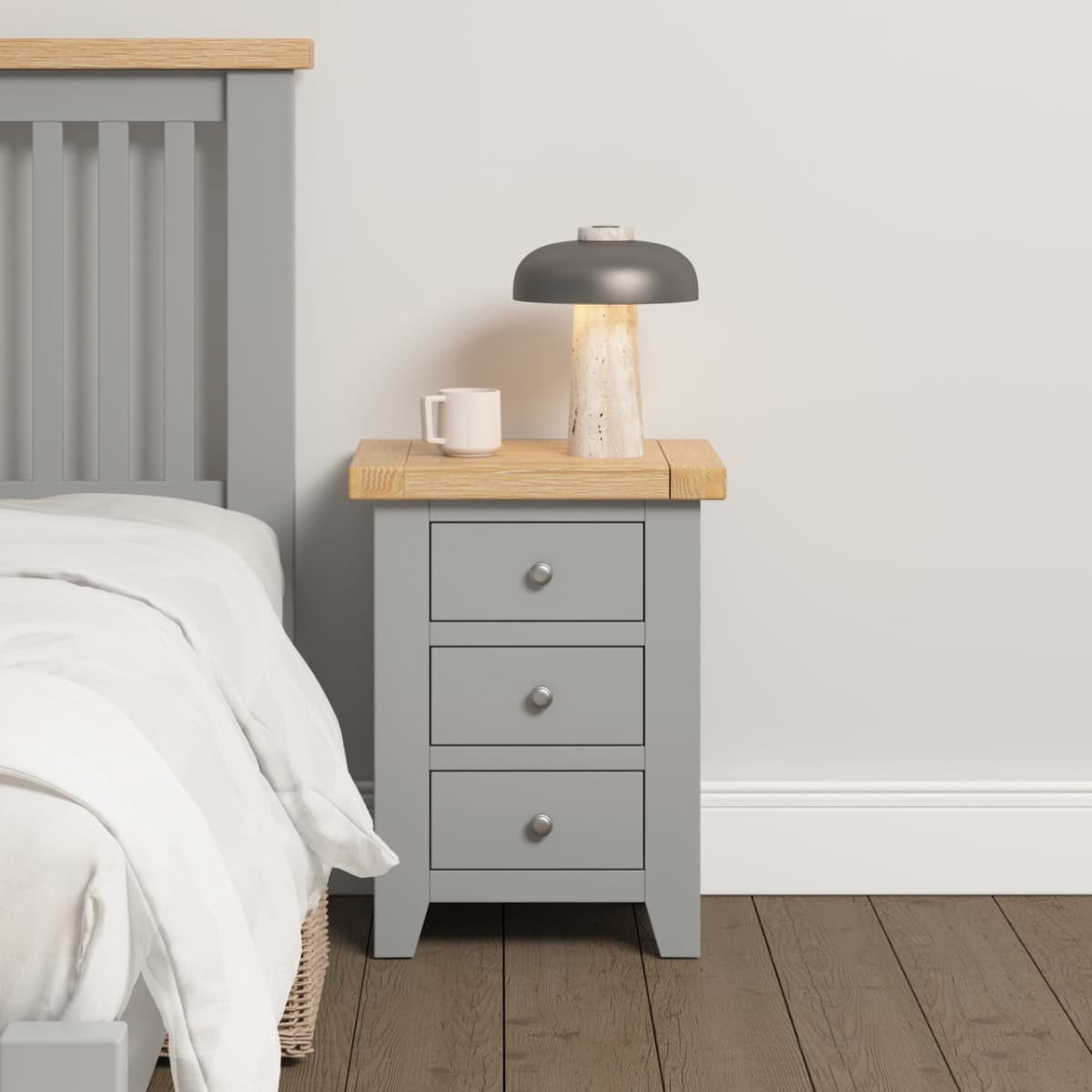 Windsor 3 Drawer Bedside - Pebble Grey | Buy Online | Beds.ie