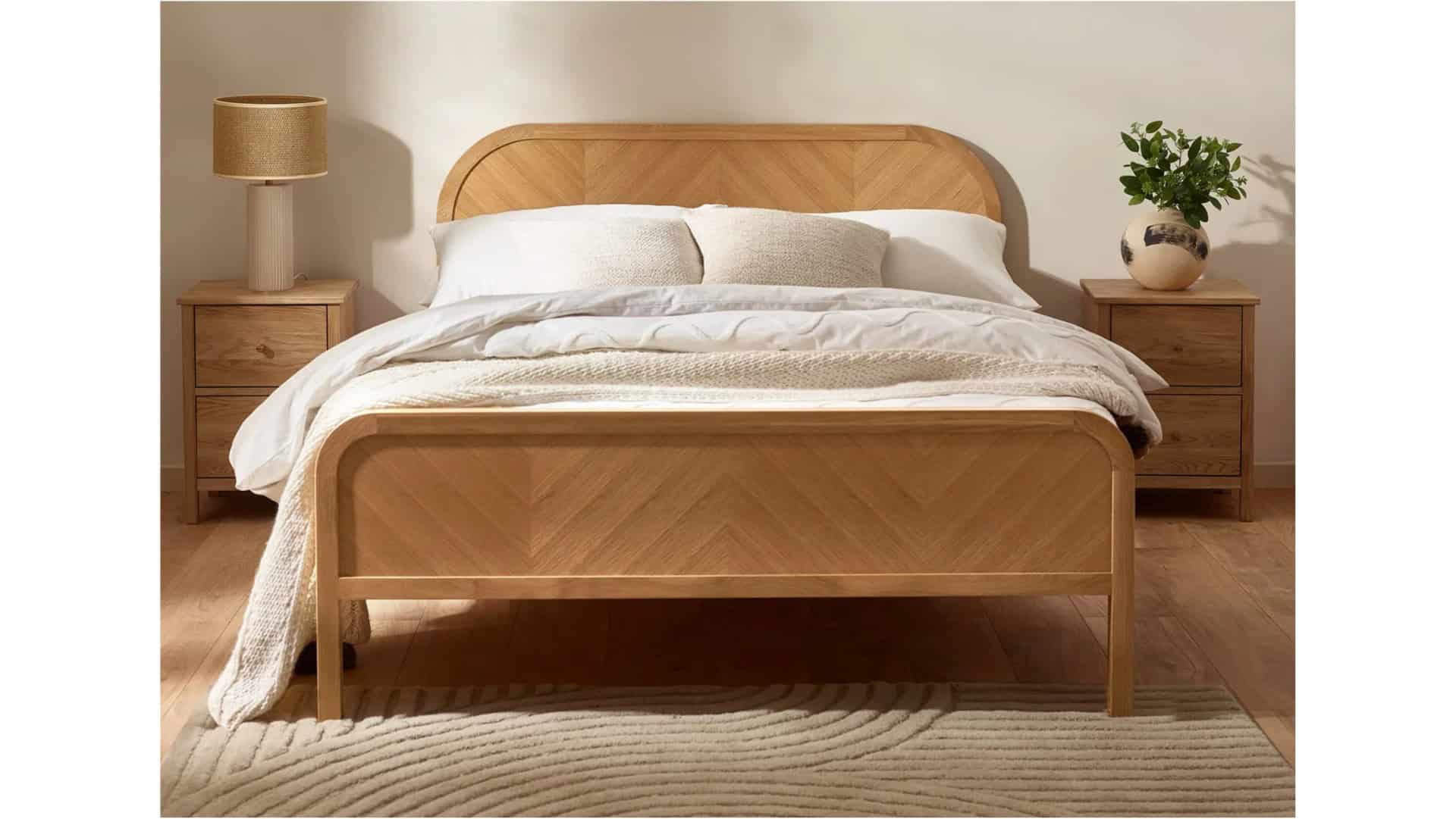 Milton Chevron 4ft6 Bedframe - Oak | Buy Online | Beds.ie