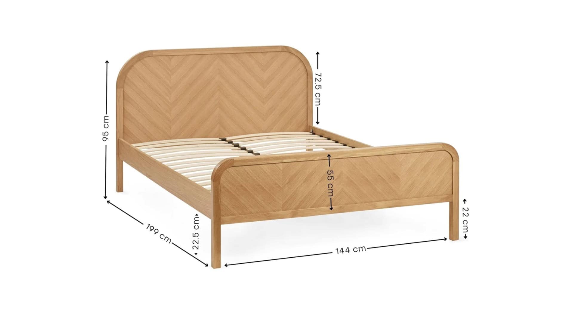 Milton Chevron 4ft6 Bedframe - Oak - Image 9
