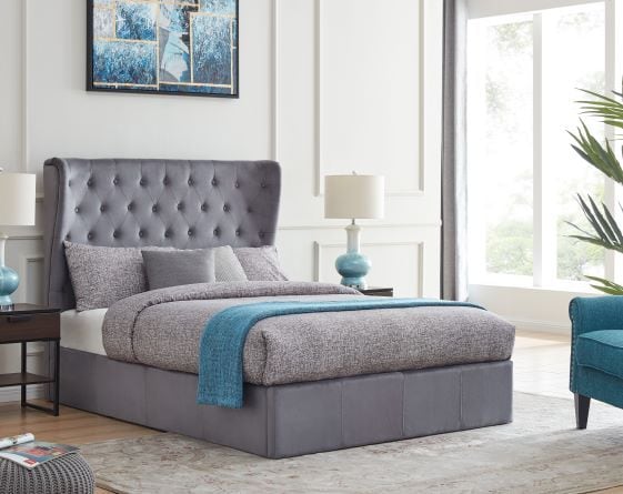Flintshire 4ft6 Holway Ottoman Bed - Plush Grey - Image 2
