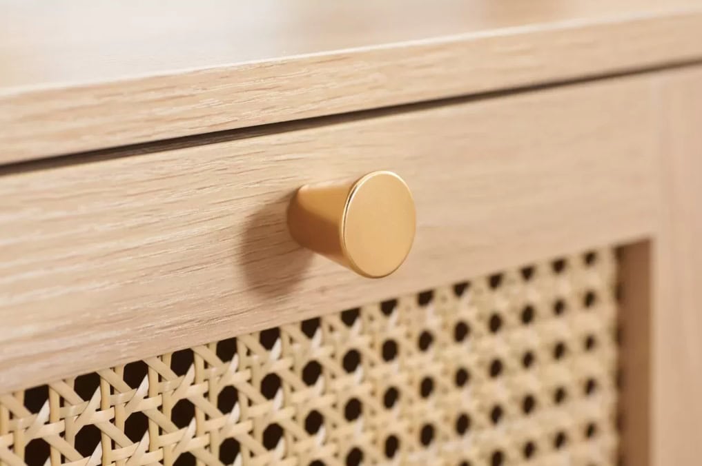 Croxley 2 Drawer Rattan Bedside - Oak - Image 3