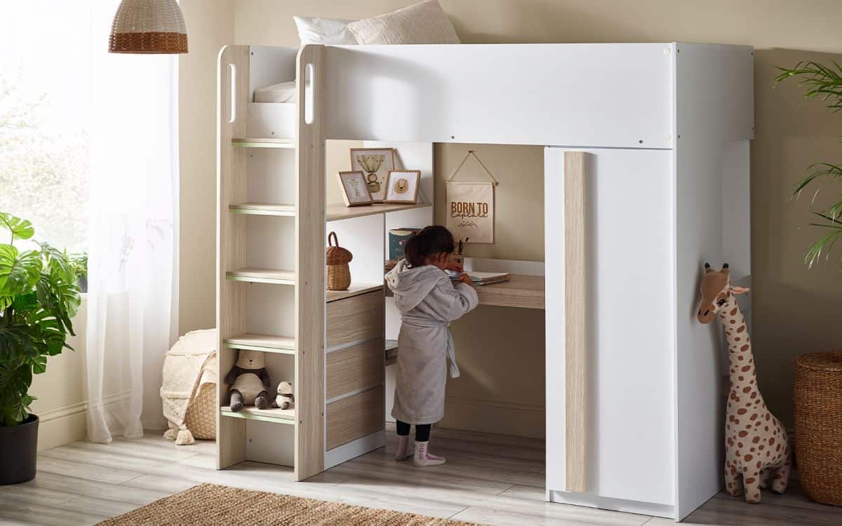 Ocelot Highsleeper - Pale Wood & White | Buy Online | Beds.ie