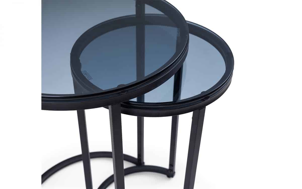 Ohio Round Nesting Tables - Smoked Glass - Image 5