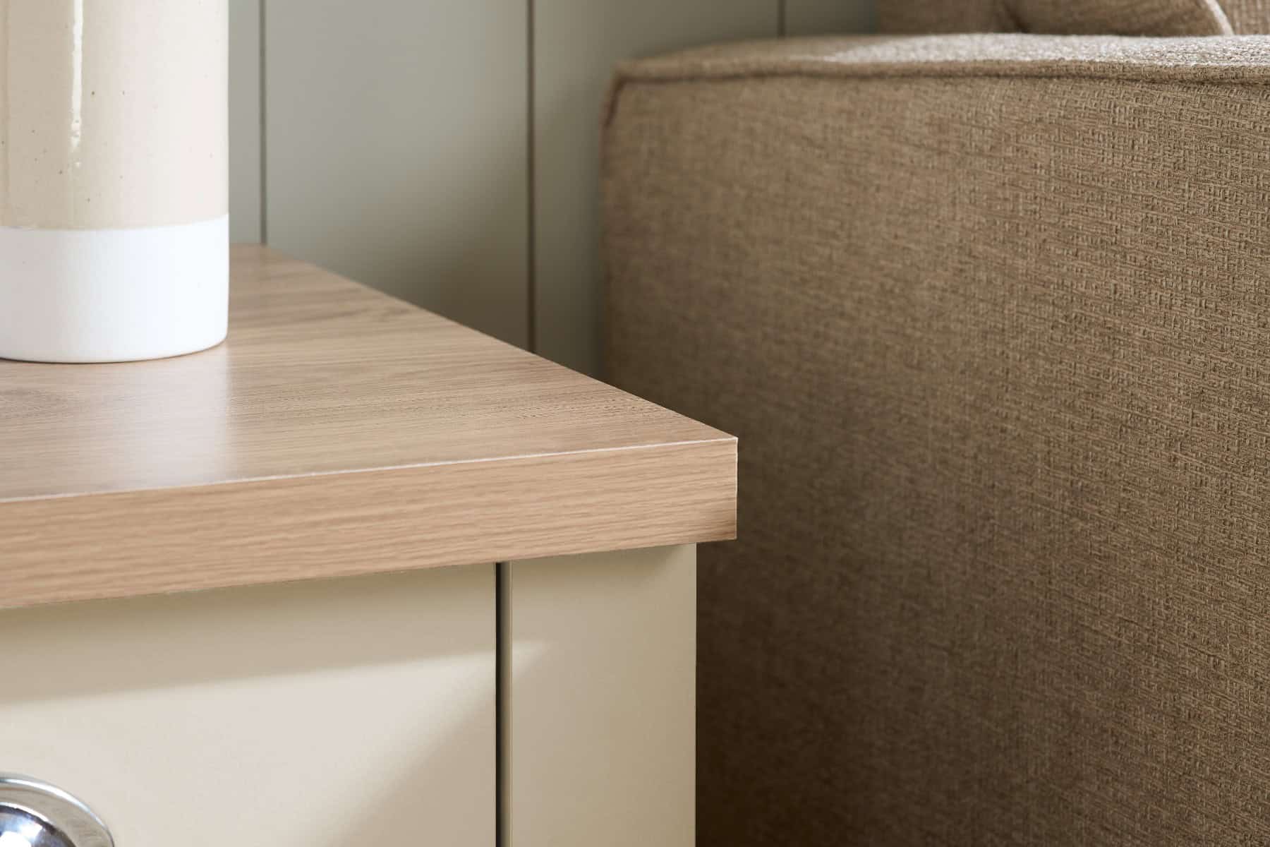 Highgate 1 Drawer Lamp Table - Cream & Oak - Image 3