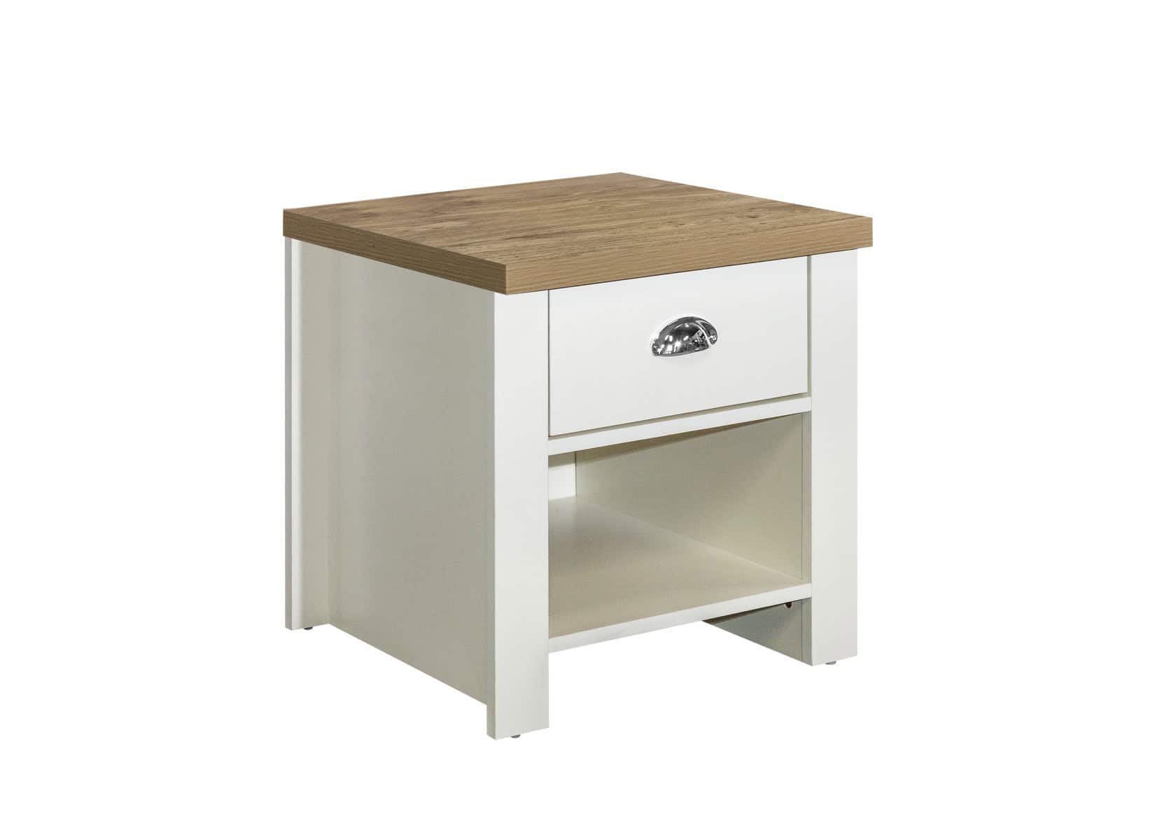 Highgate 1 Drawer Lamp Table - Cream & Oak - Image 6