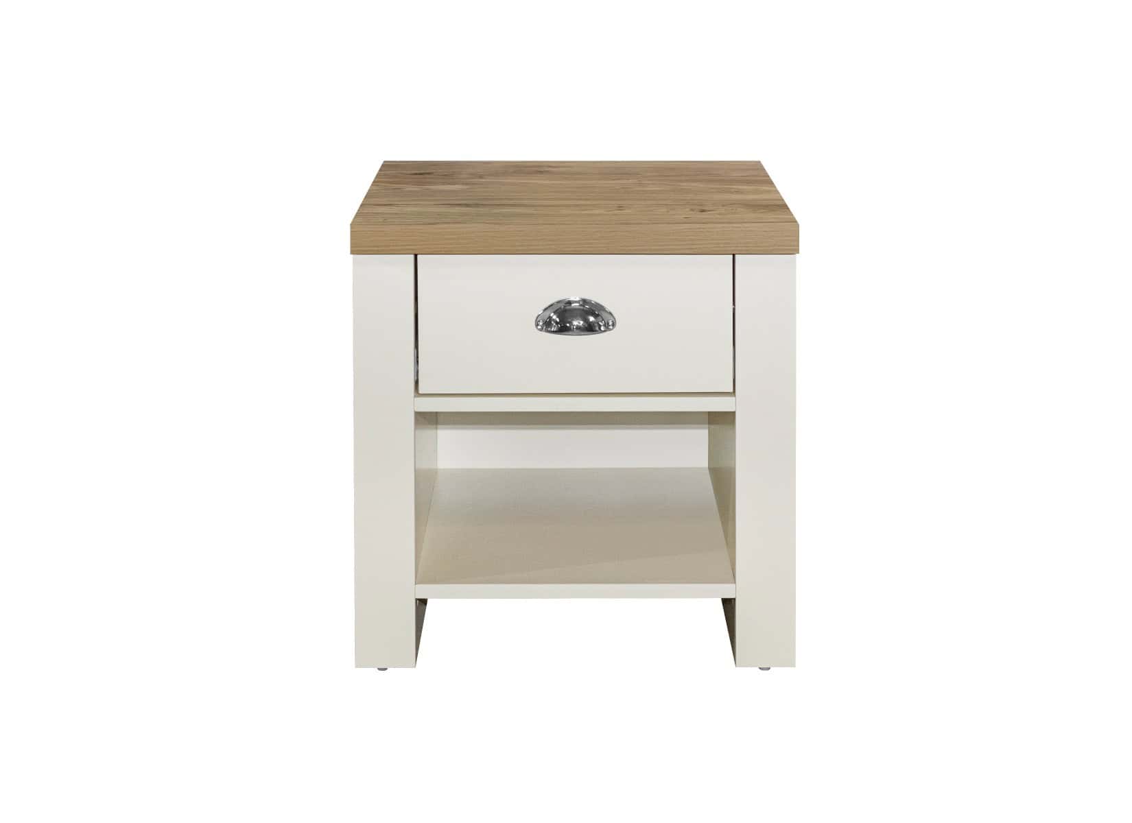 Highgate 1 Drawer Lamp Table - Cream & Oak - Image 7