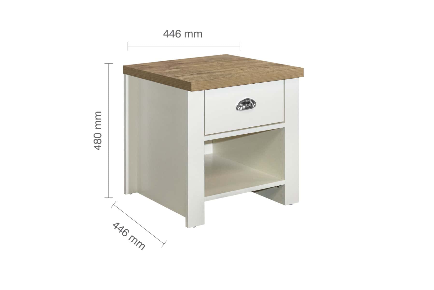 Highgate 1 Drawer Lamp Table - Cream & Oak - Image 10