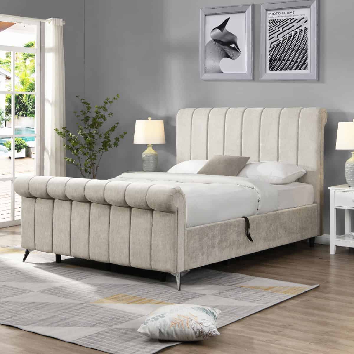 Carlow 5ft Ottoman Bedframe - Beige | Buy Online | Beds.ie