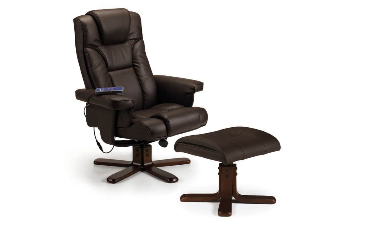 Reggio Massage Recline Chair & Footstool - Brown | Buy Online | Beds.ie