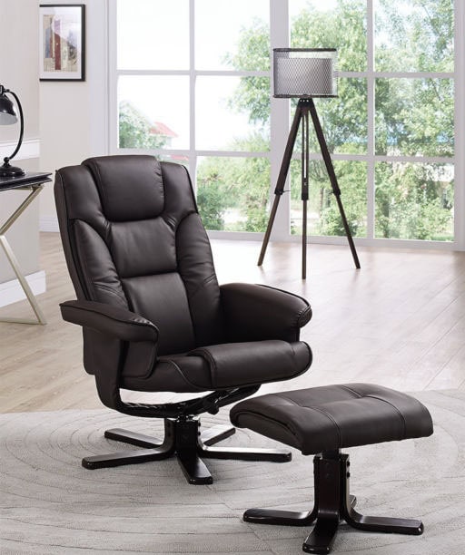 Reggio Massage Recline Chair & Footstool - Brown - Image 3