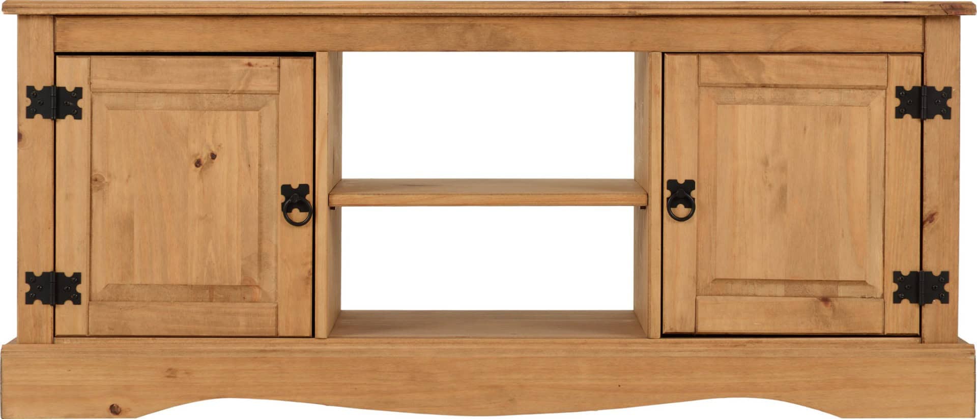 Corona 2 Door 1 Shelf TV Unit - Distressed Waxed Pine - Image 2