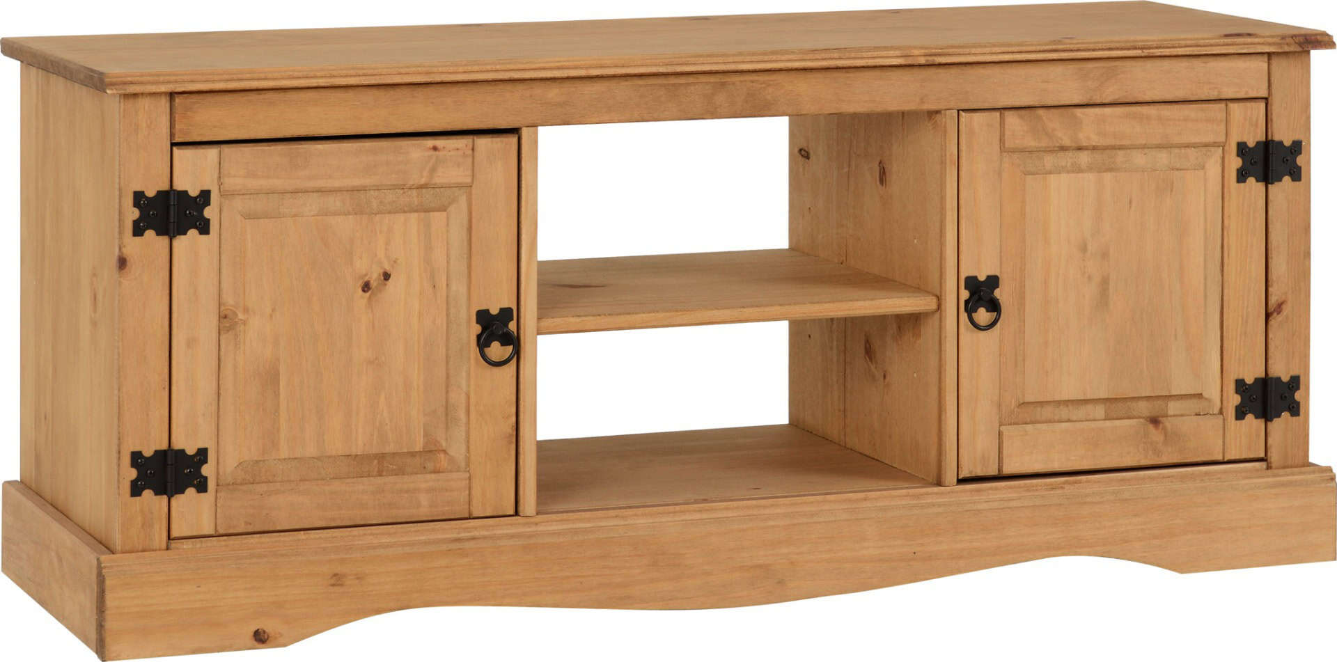 Corona 2 Door 1 Shelf TV Unit - Distressed Waxed Pine - Image 3