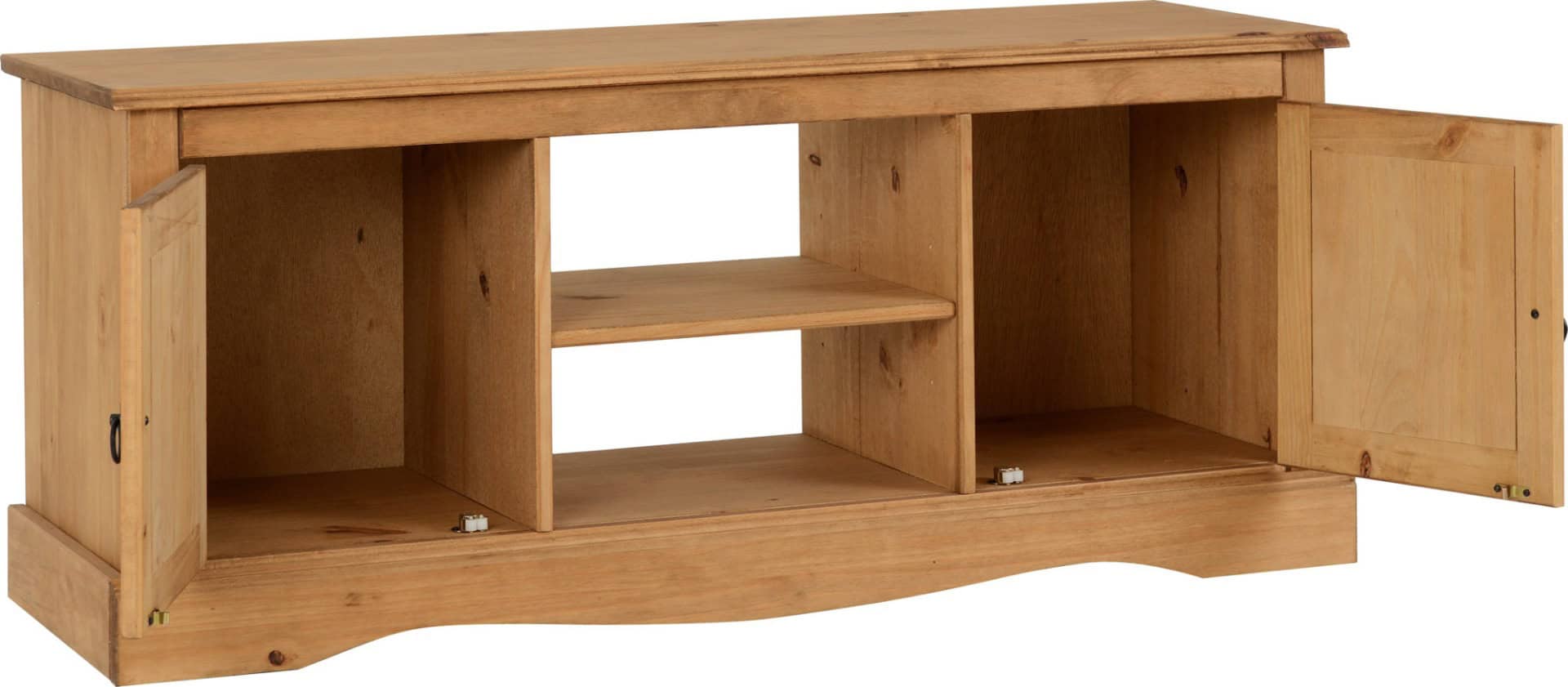 Corona 2 Door 1 Shelf TV Unit - Distressed Waxed Pine - Image 4