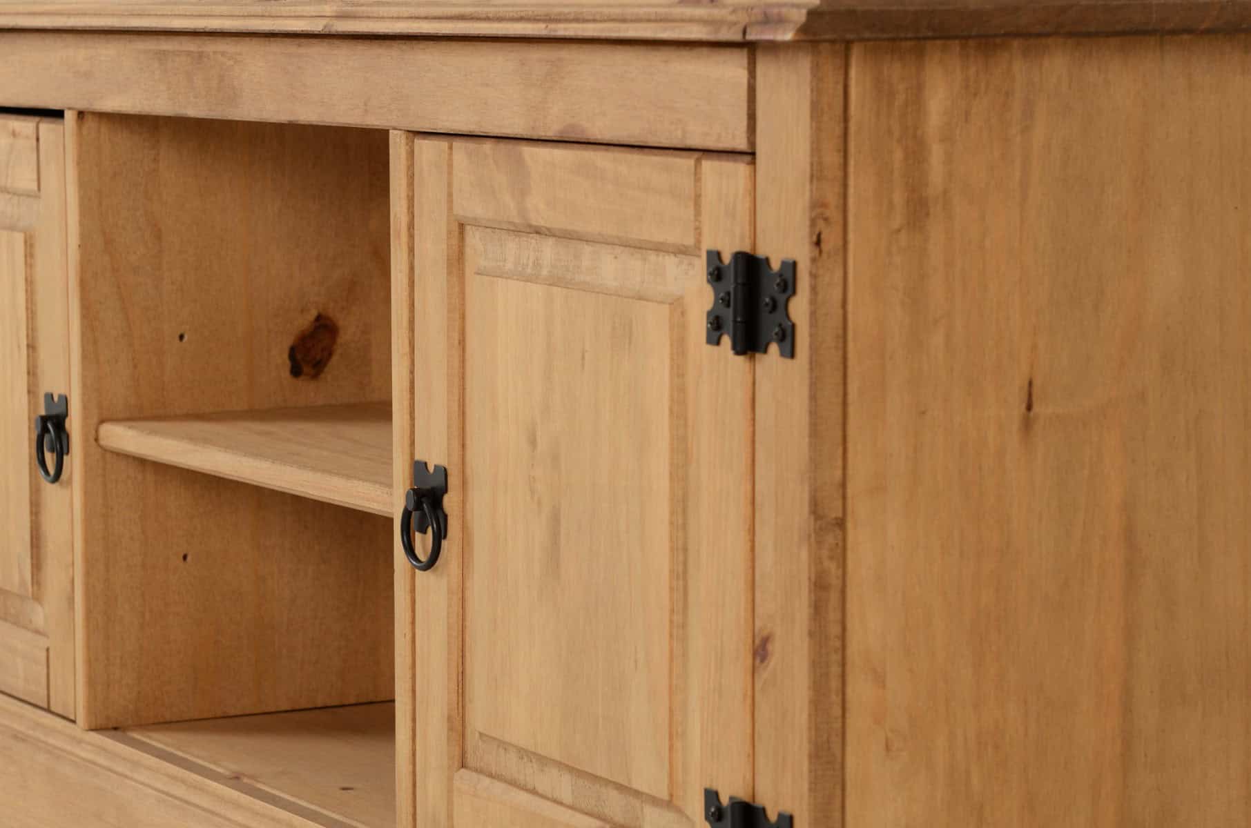 Corona 2 Door 1 Shelf TV Unit - Distressed Waxed Pine - Image 7