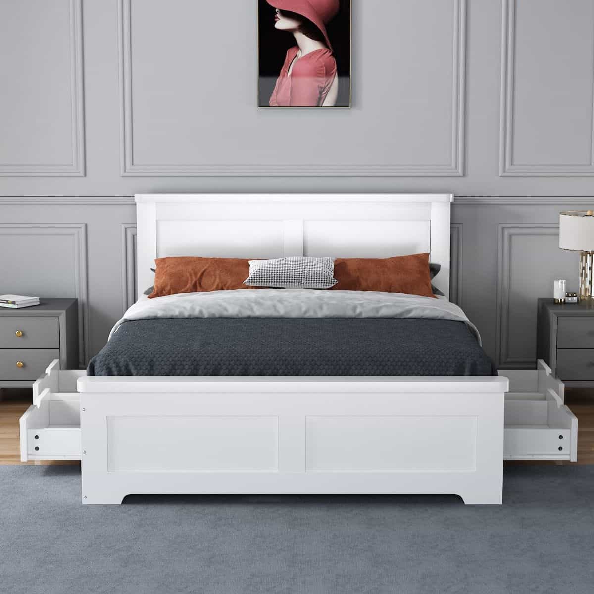 Flintshire 4ft6 Conway 4 Drawer Bedframe - White - Image 2