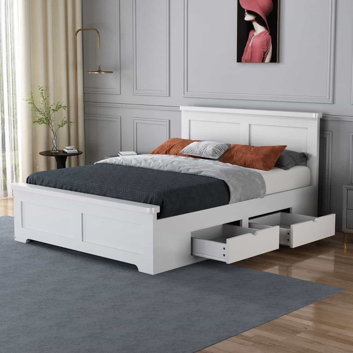 Flintshire 4ft6 Conway 4 Drawer Bedframe - White - Image 3