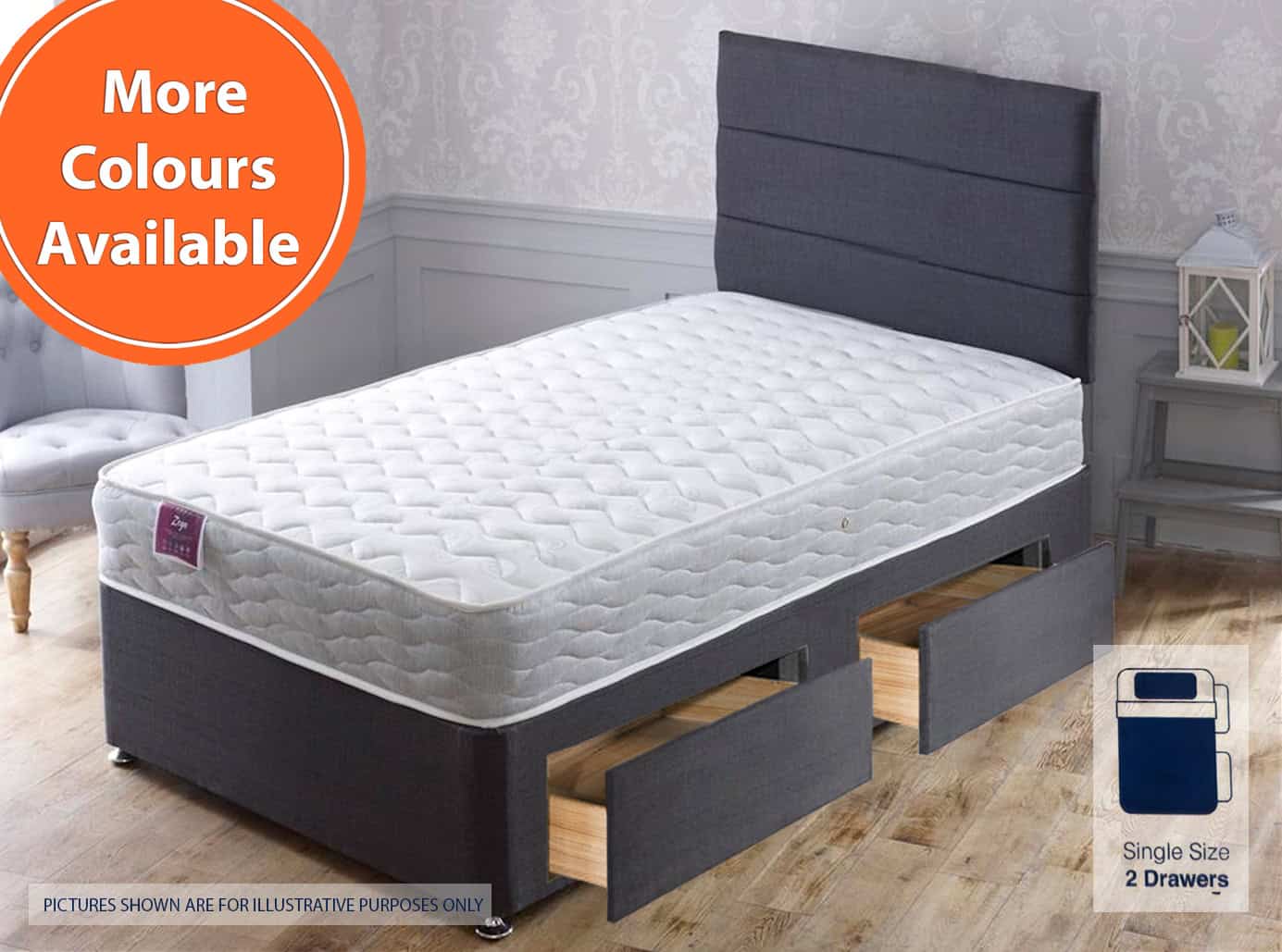 Apollo 2ft6 Zoya 2 Drawer Bed | Buy Online | Beds.ie