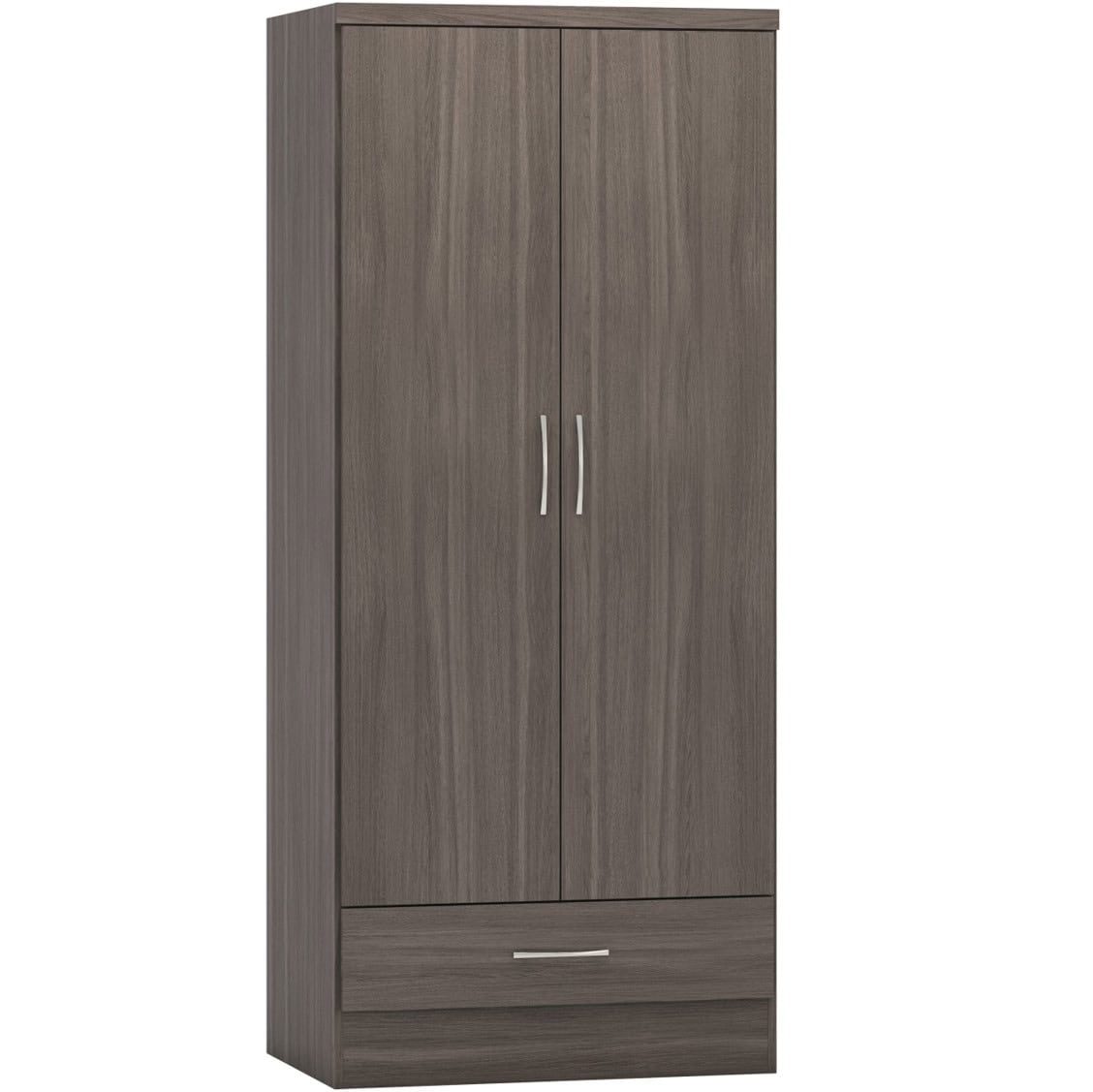 Nevada 2 Door 1 Drawer Wardrobe - Black Wood Grain | Buy Online | Beds.ie