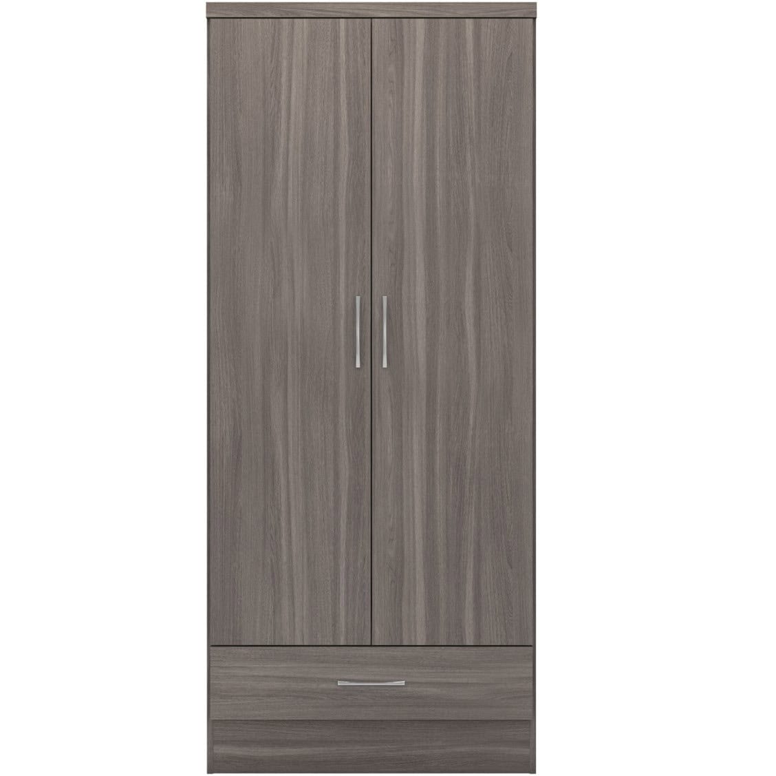 Nevada 2 Door 1 Drawer Wardrobe - Black Wood Grain - Image 4